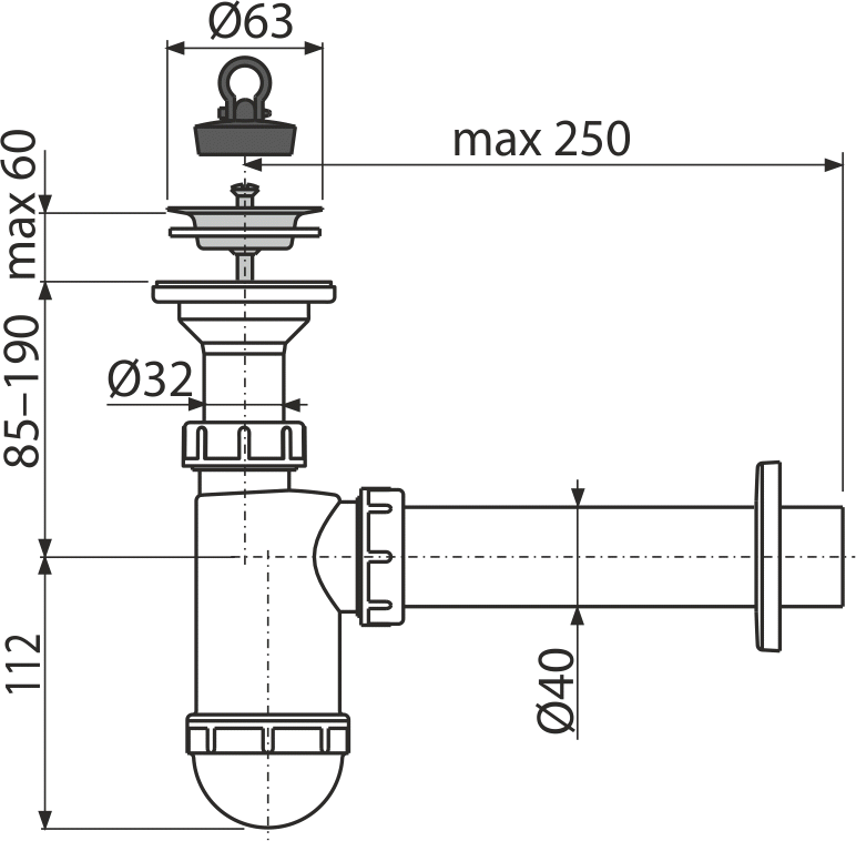 Сифон для раковины Alcaplast A41 с нерж. решеткой