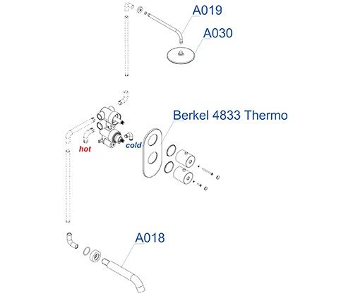 Душевой набор WasserKRAFT А15030 Thermo Ø 250 мм, 135 форсунок