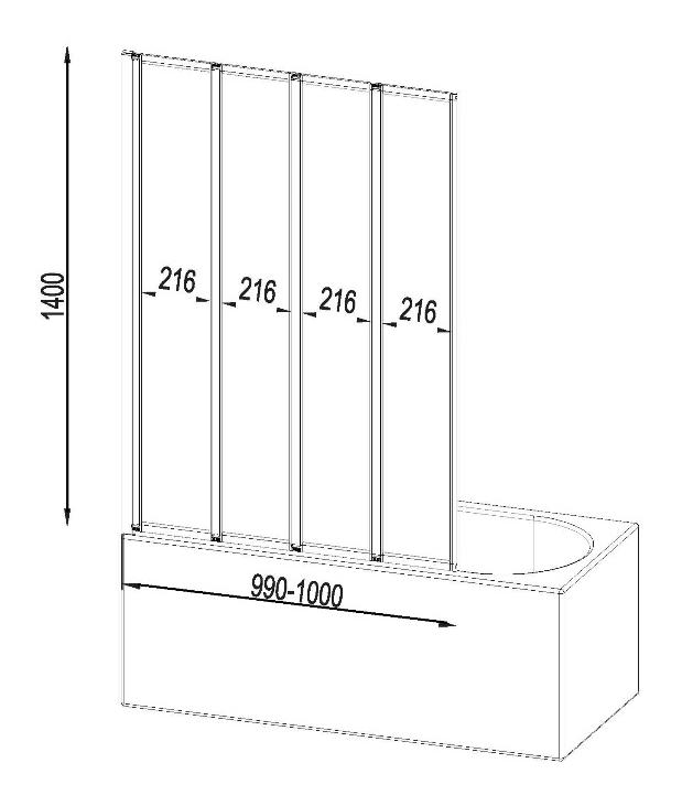 Шторка для ванны Am.Pm Like W80BS-100-140CT 100x140 стекло прозрачное, хром