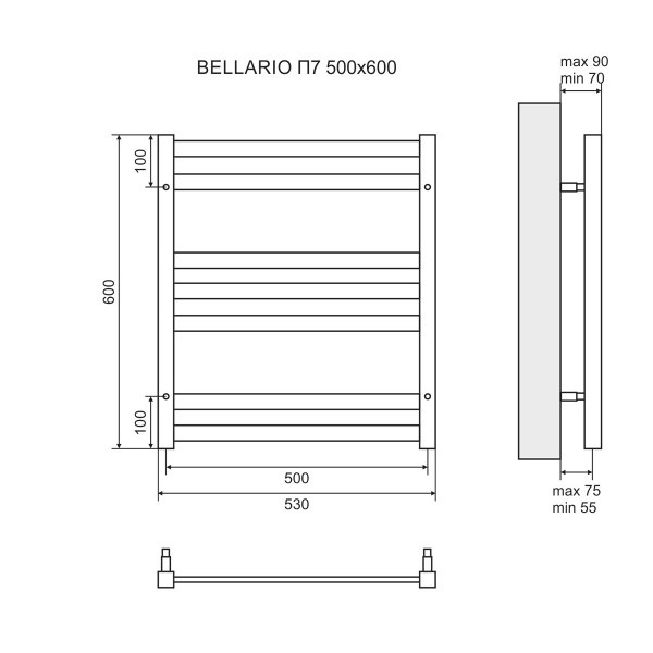 Полотенцесушитель электрический Lemark Bellario LM68810EBL П10 50x80 черный