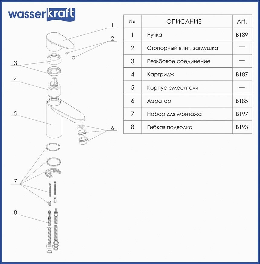 Смеситель для раковины WasserKRAFT Leine 3504