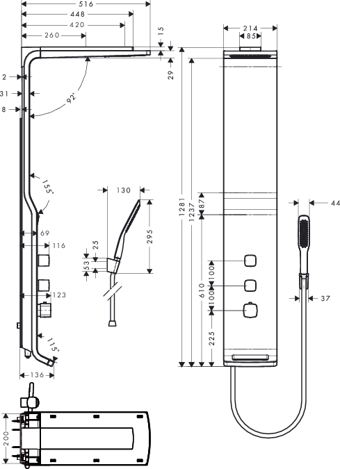 Душевая панель Hansgrohe Raindance Lift 27008400 хром/белый