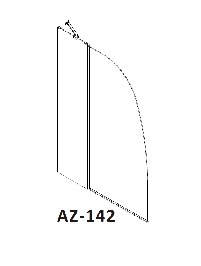 Шторка для ванны Azario Boston AZ142 100x140 прозрачная