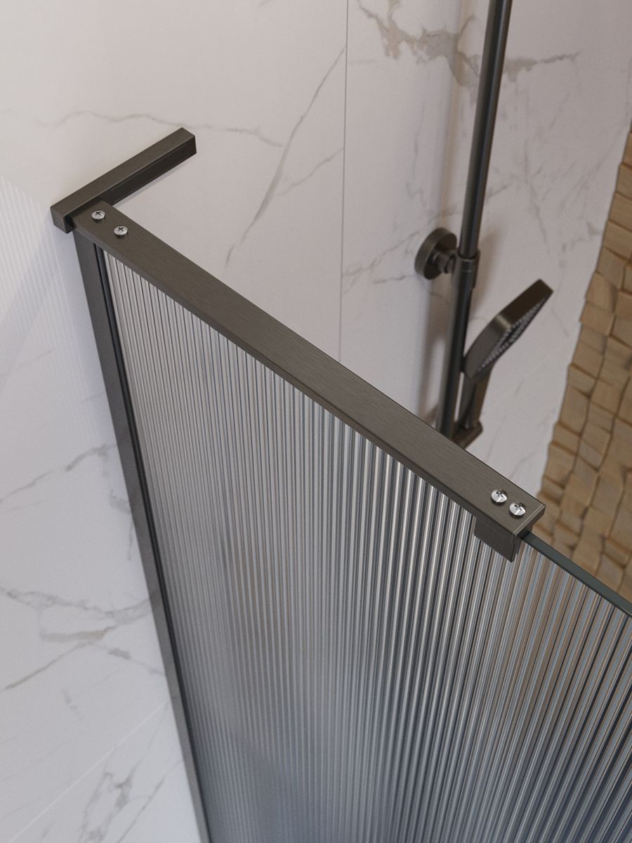 Душевая перегородка Belbagno UNO-L-1-TB-100-FL-GM 100x200 рифленая, оружейная сталь