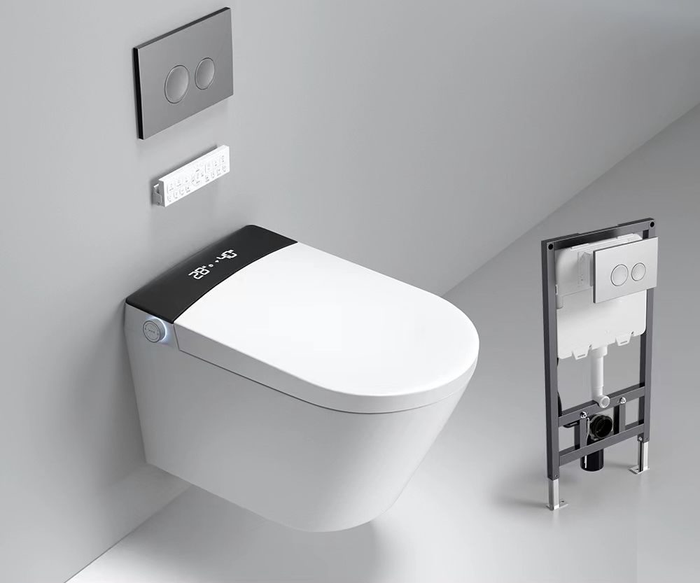 Электронный подвесной унитаз-биде Timo TЕ-751B с инсталляцией и черной матовой кнопкой