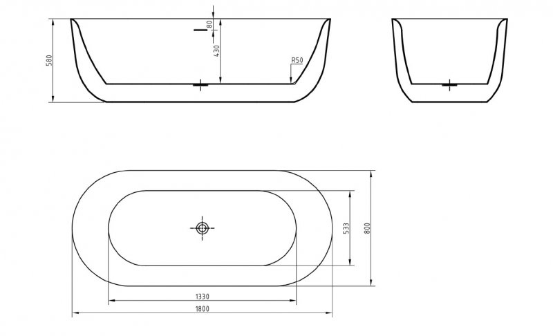 Акриловая ванна BelBagno BB706 180x80 см BB706-1800-800