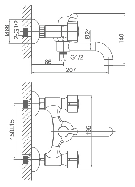 Смеситель для ванны D&K Hessen Torhall DA1413241 с душем