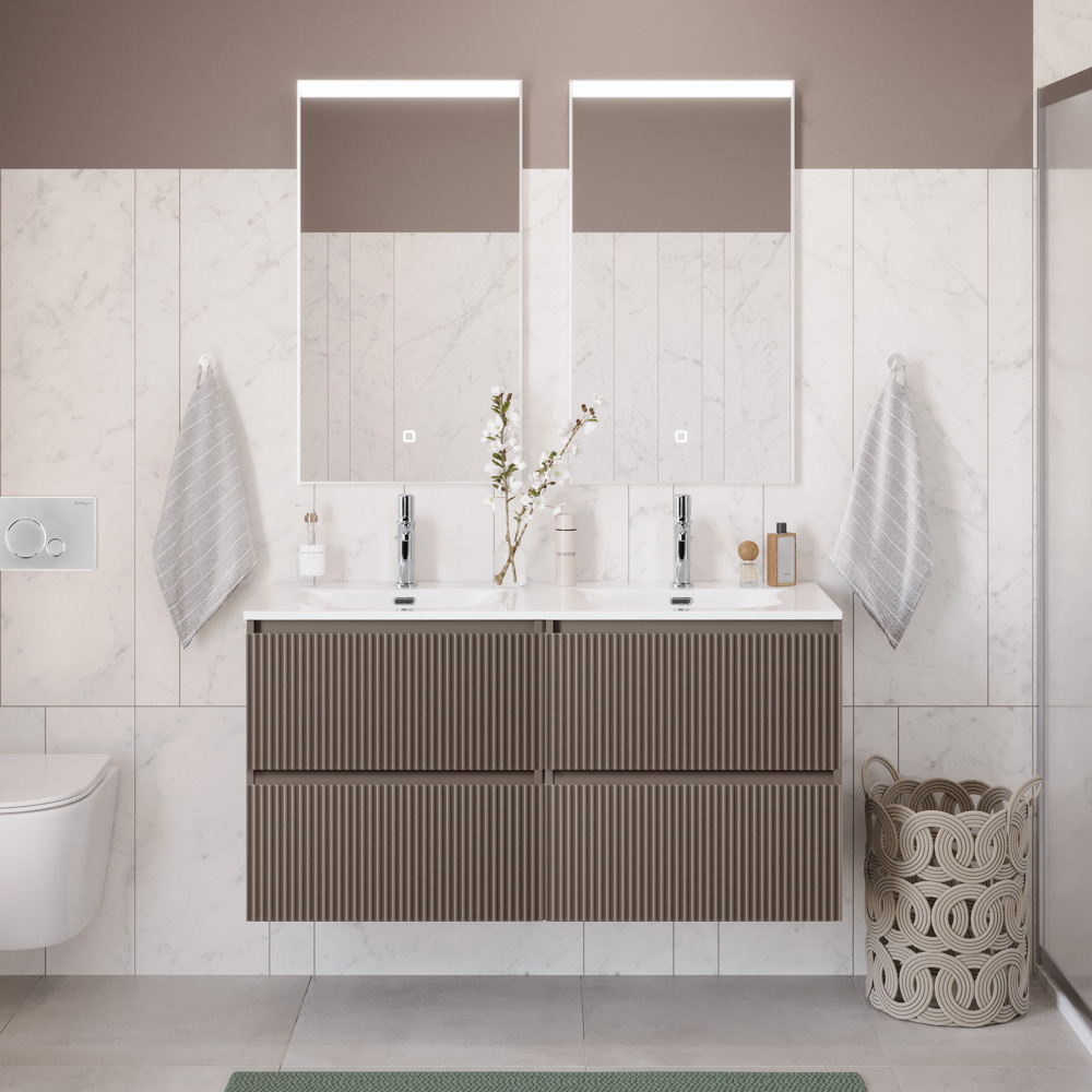 Тумба с раковиной BelBagno Uno 120 см, 4 ящика, Бежевый матовый