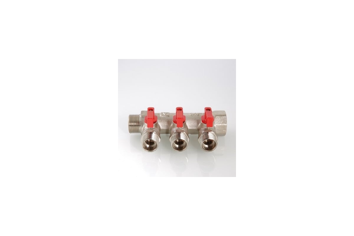 Комплект Valtec _18 VI7 Коллектор с отсекающими кранами, 1x3 вых. 1/2 нар. VTc.580.N.0603 + Адаптер д/коллектора /конус-плоскость/ 1/2 VTc.701.N.04 VT.VI7.K18.5800603.701
