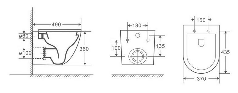 Подвесной унитаз Grossman GR-4455SQ 49x37x36 с микролифтом, смыв торнадо, белый