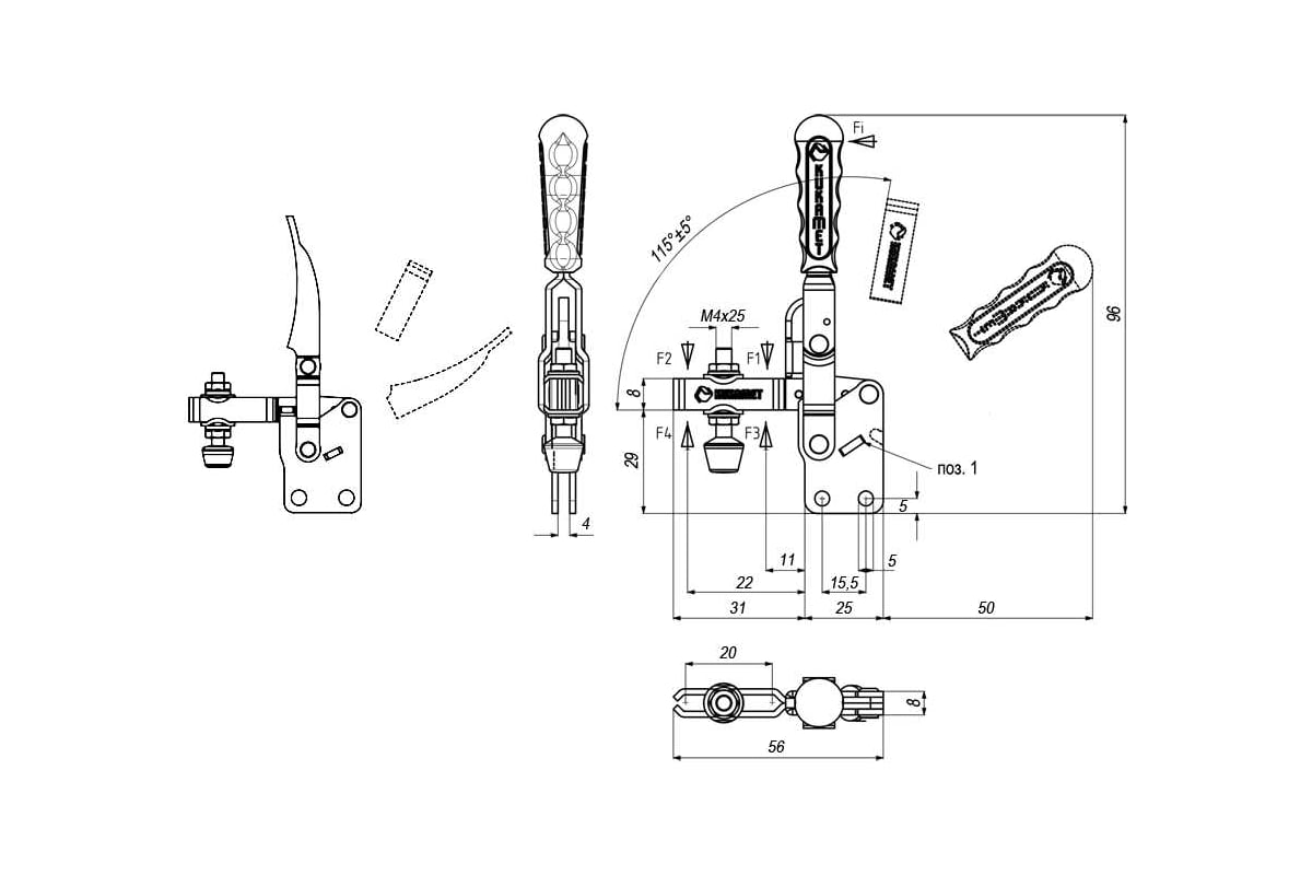 Прижим механический вертикальный KUKAMET B212-0-M