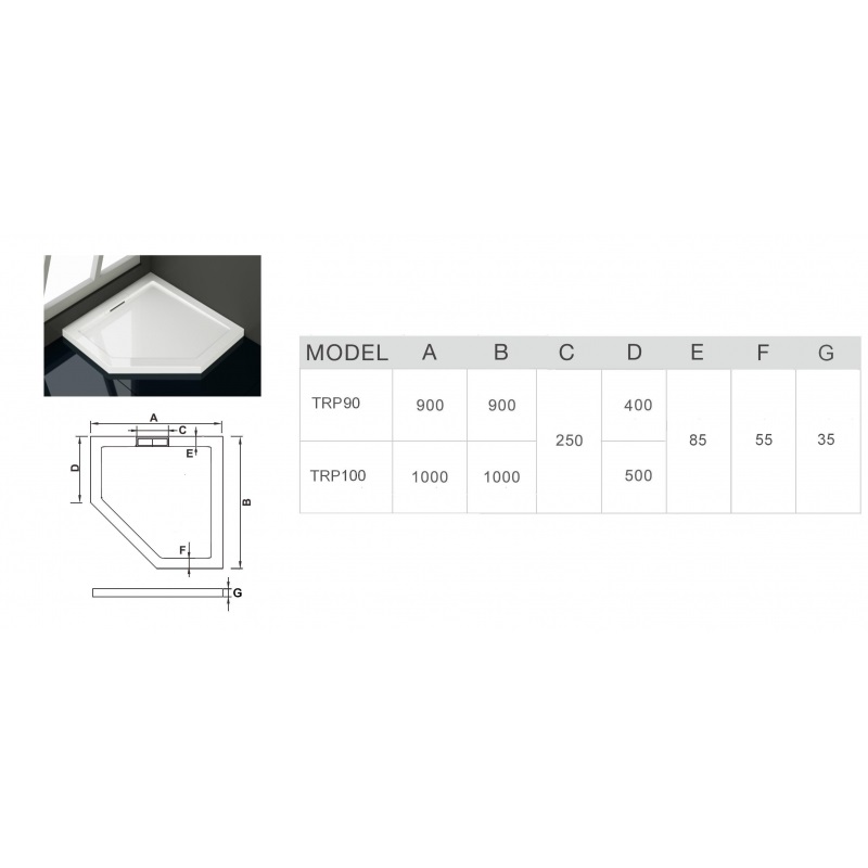 Поддон для душа WeltWasser TRP 100x100