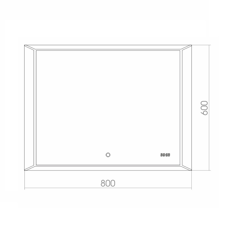 Зеркало Azario Voll 80x60 см с подсветкой, часами