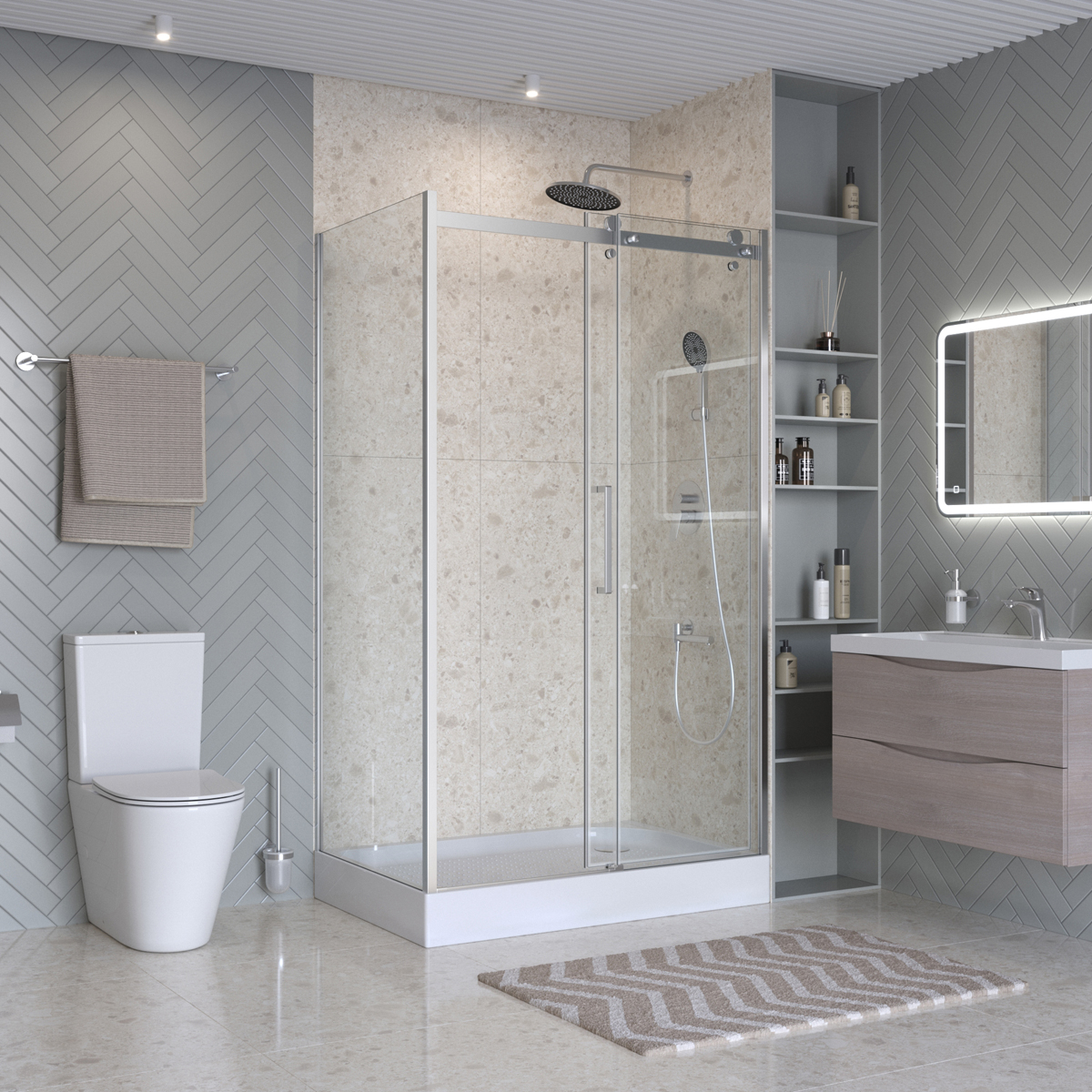 Душевой уголок BelBagno MARINO-2-AH-1-110/80-C-Cr 110x80 прозрачный, хром