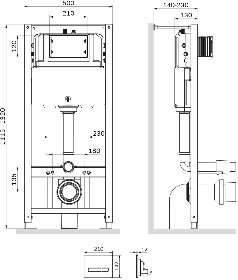 Инсталляция для унитаза Am.Pm Pro I012704.50A38 с сенсорной клавишей, черный