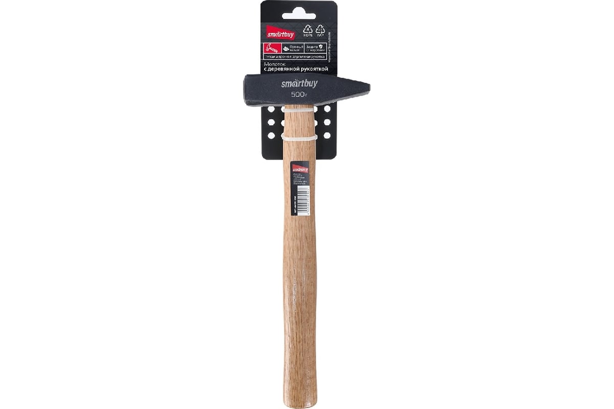 Слесарный молоток с деревянной клеенной рукояткой Smartbuy 500 г, tools SBT-GHW-500