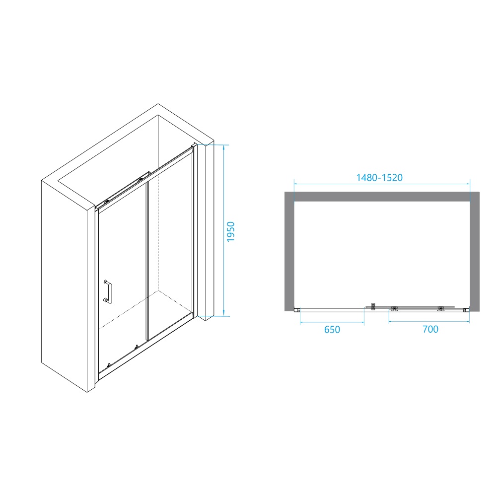 Душевая дверь RGW Passage PA-14W 150x195, прозрачное стекло, белый