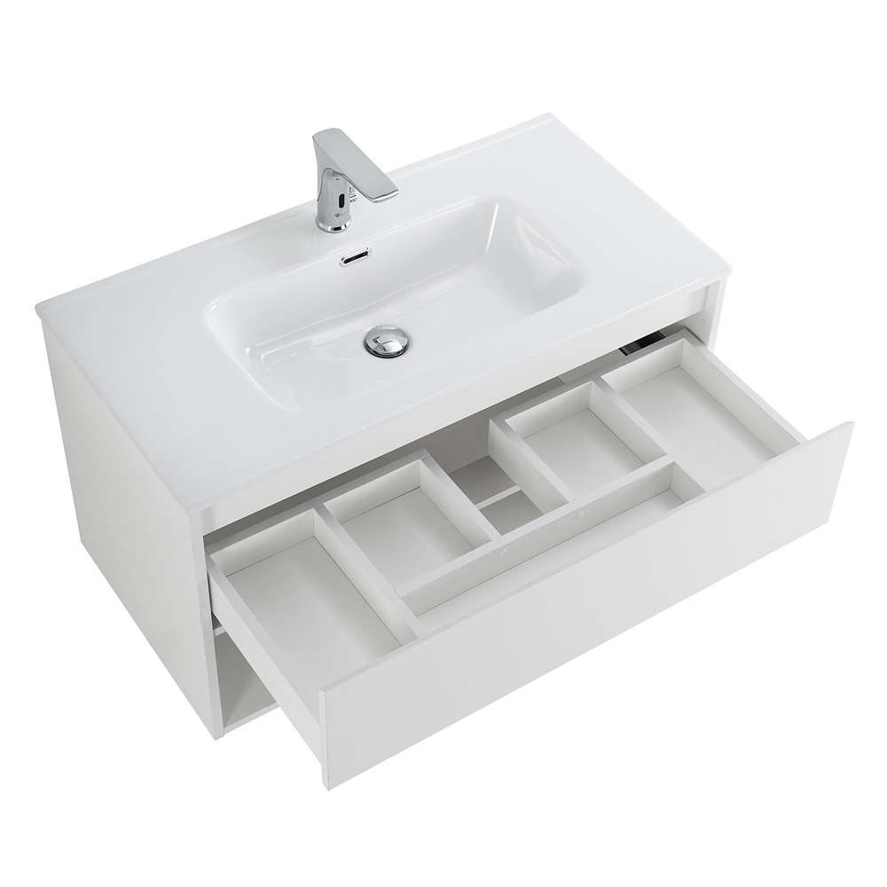 Тумба с раковиной BelBagno Kraft 80 см 1 ящик, полка Bianco Opaco