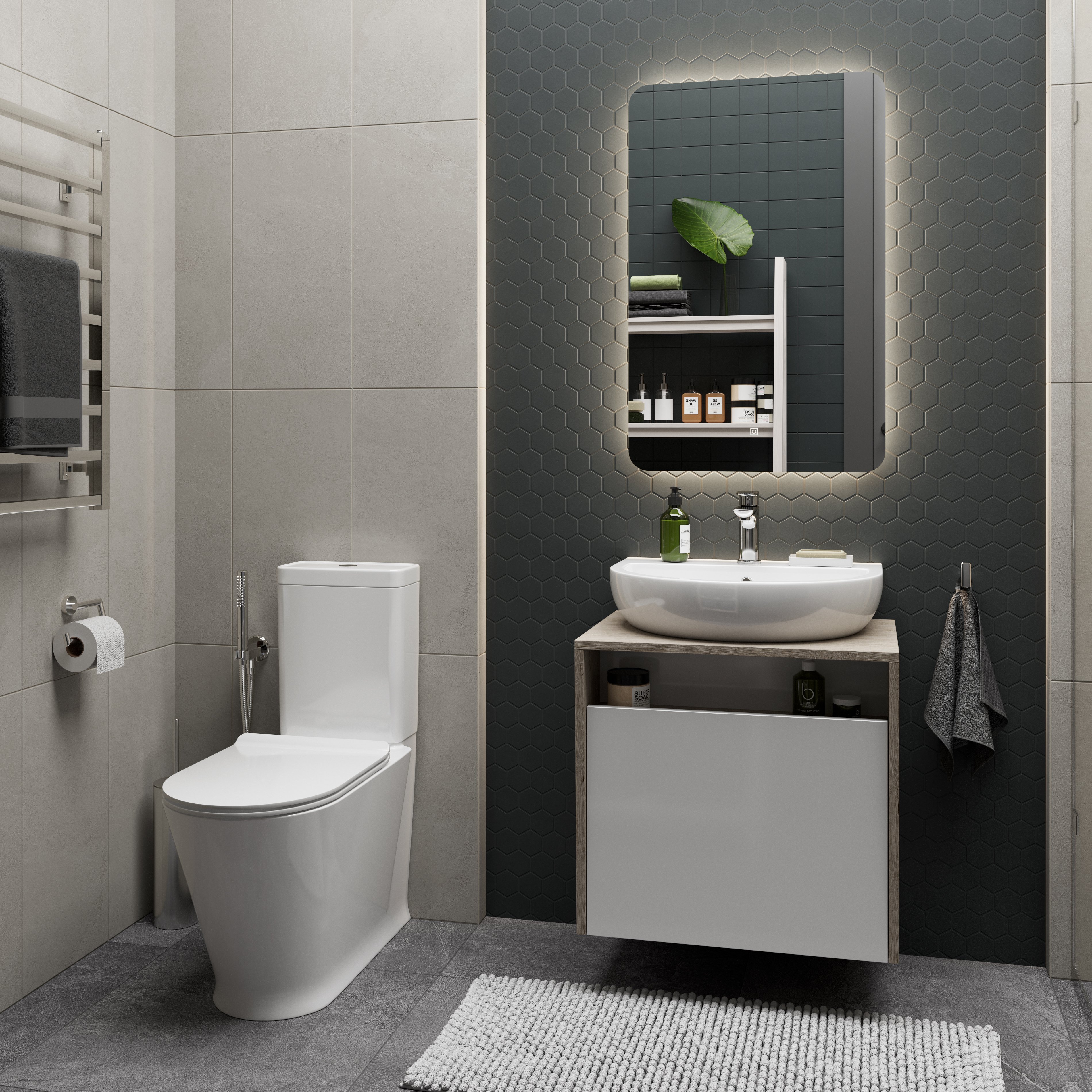 Тумба со столешницей Kerama Marazzi Pro 60 см белый глянец