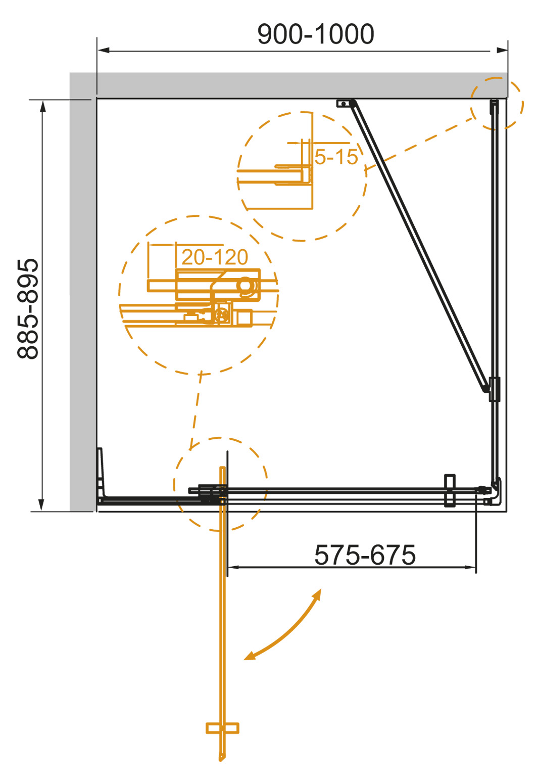 Душевой уголок Cezares Slider SLIDER-AH-1-90-90/100-C-Cr 90x90/100 прозрачный