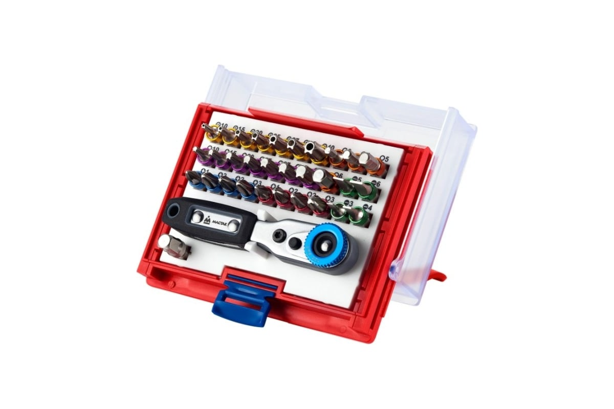 Набор вставок бит 1/4, TORX, HEX, PZ, PH, SLOT, 33 предмета Мастак 058-10033C