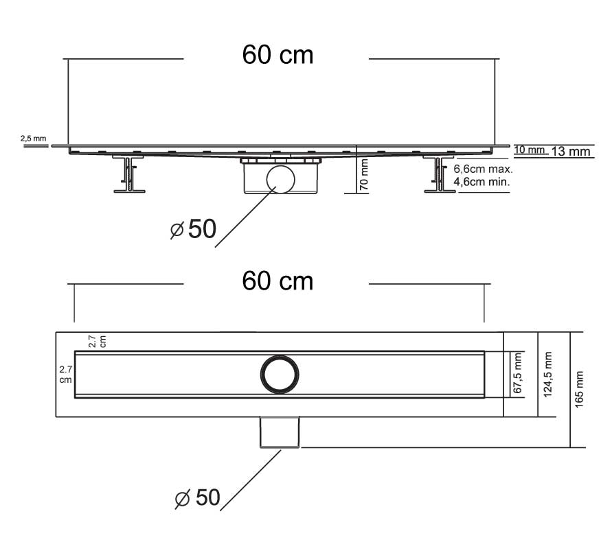 Душевой лоток Vincea Say Optima Blok SAY.601.60.B.M.S.BLOK 60 см, матовый черный