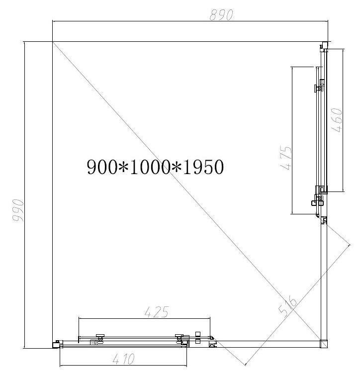 Душевой уголок Vincea Slim-N VSS-4SN9010CL 100x90 хром, стекло прозрачное