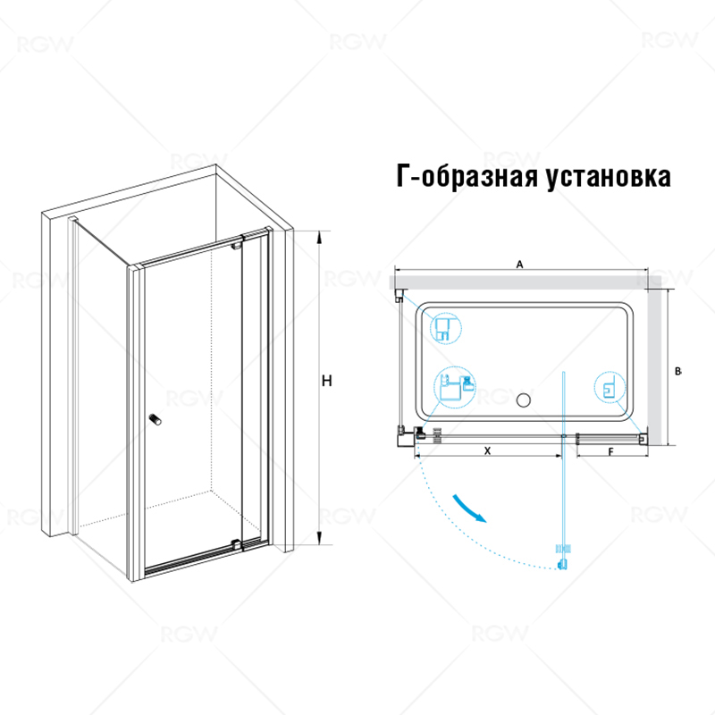 Душевой уголок RGW Passage PA-32 (PA-02 + Z-050-1) 80x80 прозрачное, хром