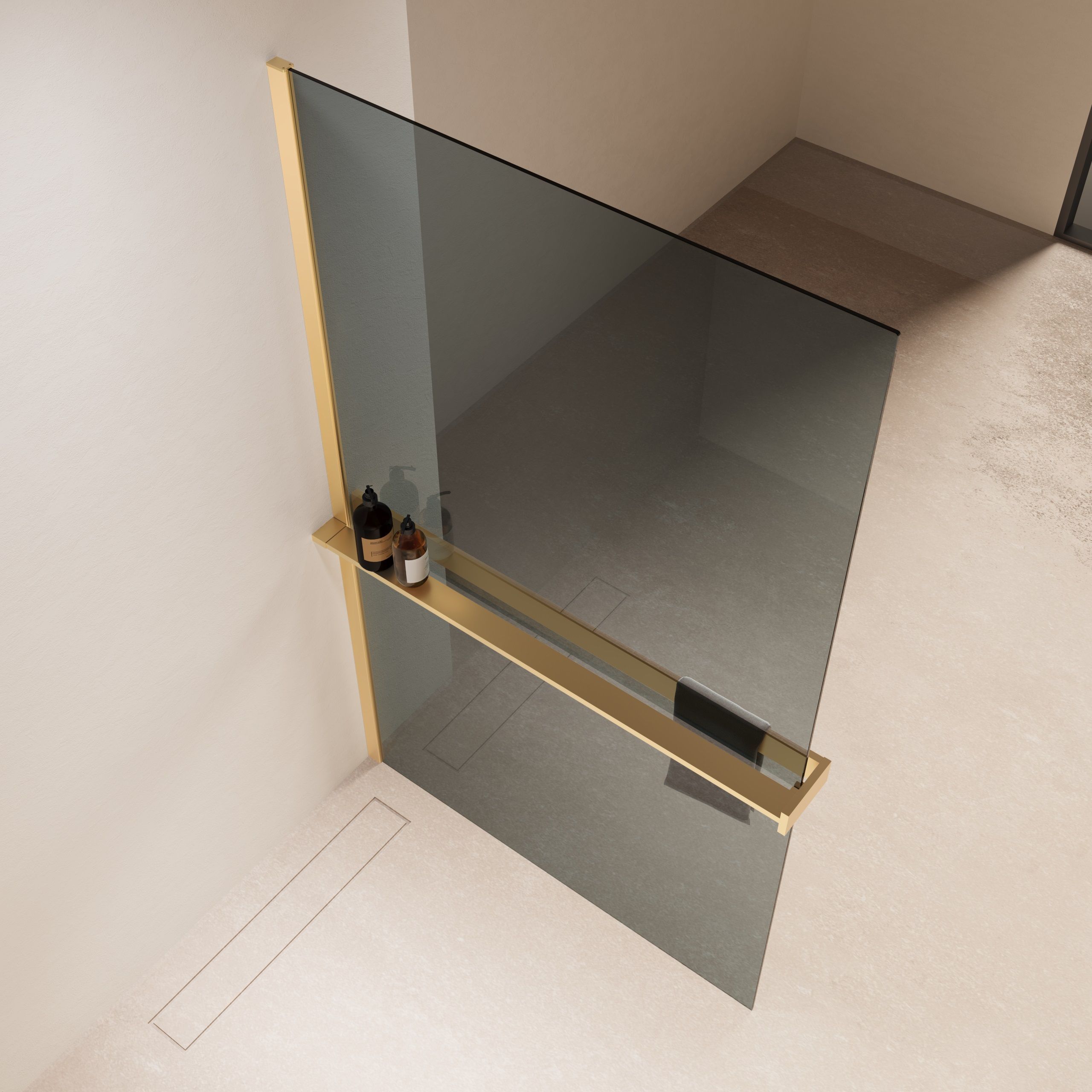 Душевая перегородка Vincea Walk-In VSW-1HR100MRG 100x200 матовое золото, зеркальное