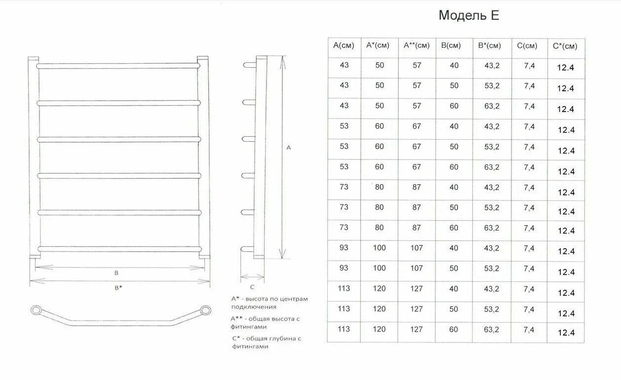 Полотенцесушитель водяной Двин E 1"-1/2" 53x100 хром