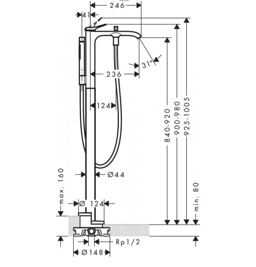 Напольный смеситель Hansgrohe Vivenis 75445000 хром