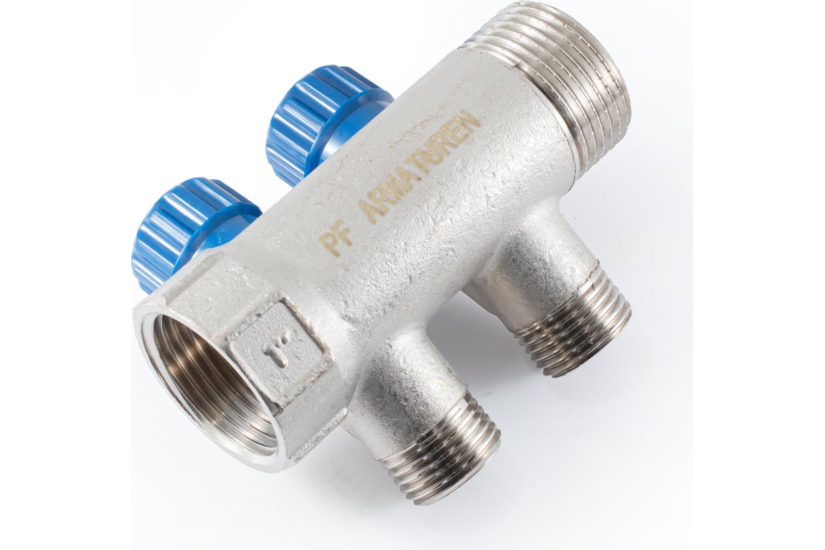Коллектор с регулировочными вентилями PROFACTOR в/н 1" х 2 вых 1/2"нар PF MV 269.2