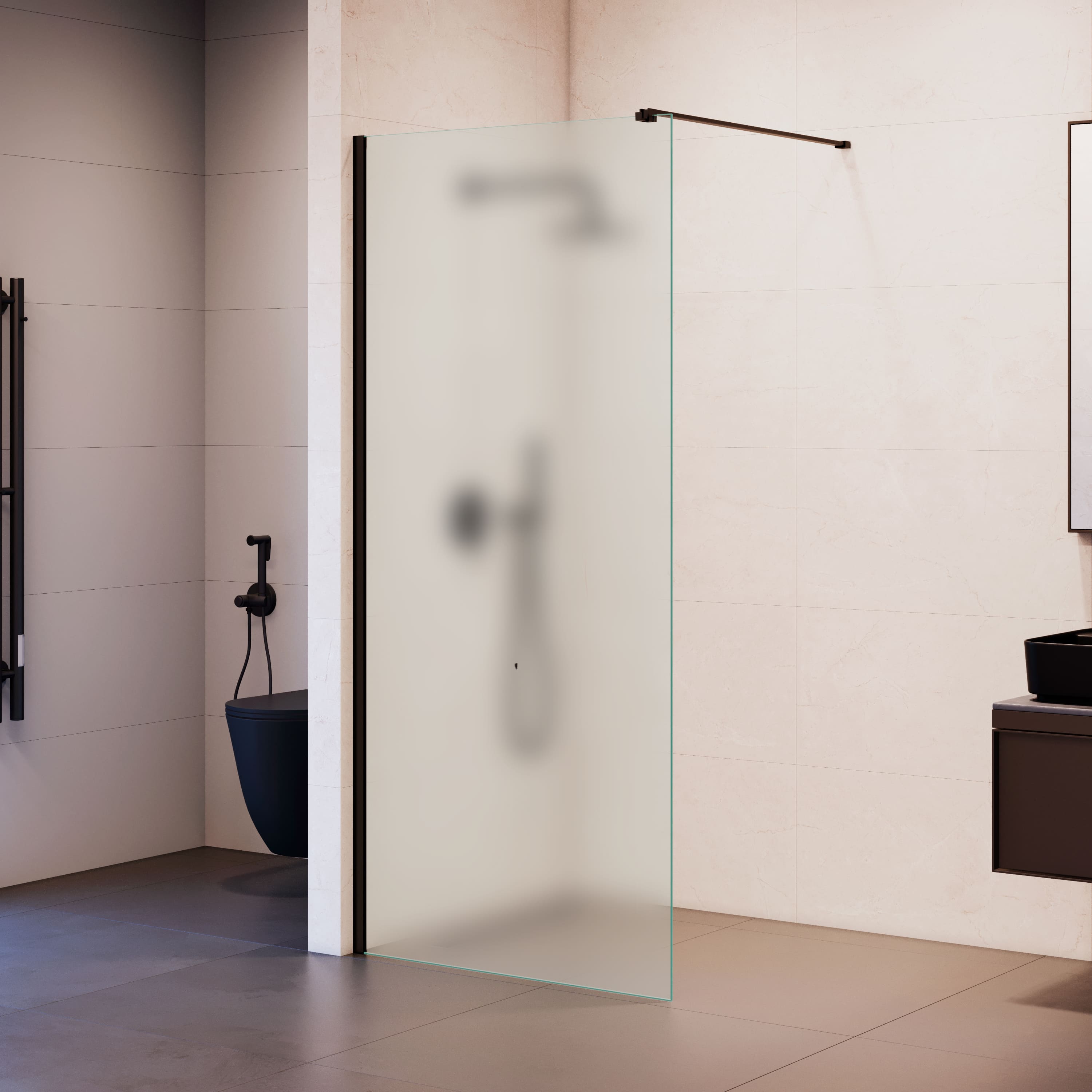 Душевая перегородка RGW Walk In WA-210B 100x195 с крючком для полотенца/халата, черный, матовое 351021010-24