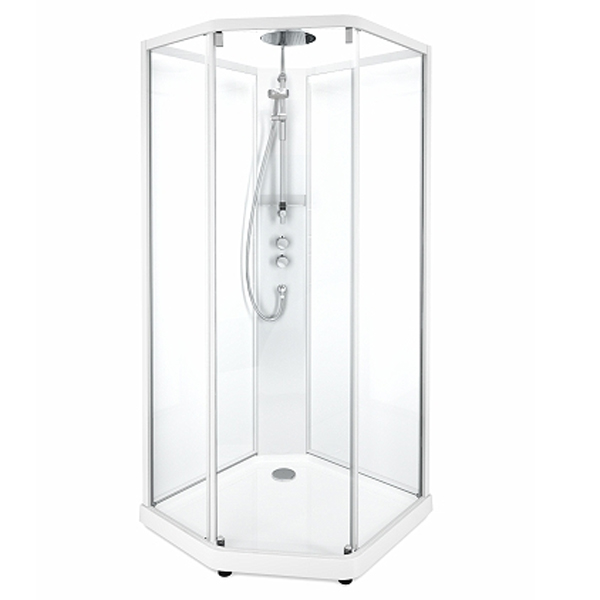 Душевая кабина IFO/IDO Showerama Comfort 90x90 пятиугольный профиль белый, стекло прозрачное