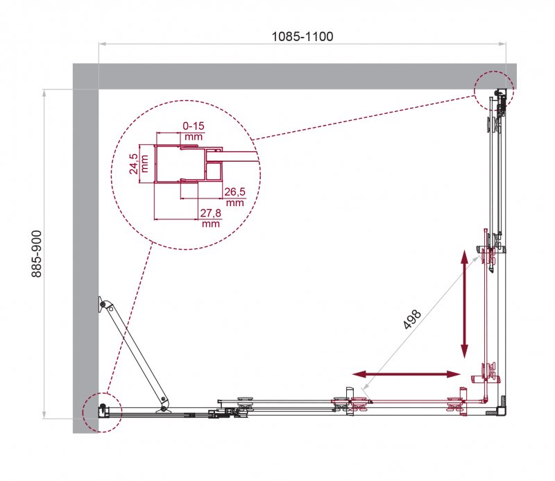 Душевой уголок BelBagno LUCE-AH-21-110/90-P-Cr 110x90 рифленый, хром