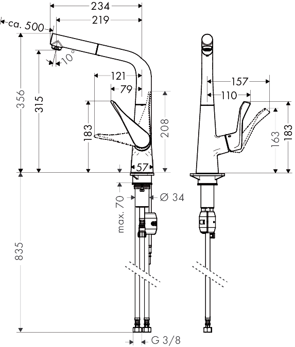 Смеситель для кухни Hansgrohe Metris 14821000