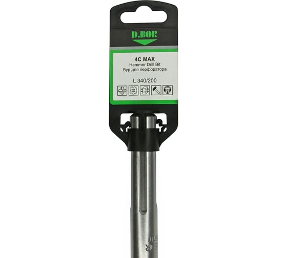 Бур SDS-max 4C MAX 16х200/340 мм, 4-cutting D.BOR D-4MD16L0340