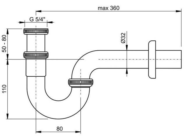 Сифон для раковины Alcaplast A432 Ø32, U-форма