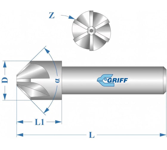 Зенковка (120 град; 12.5 мм; Р6М5; ц/х) Griff a400051