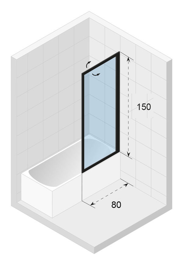 Шторка для ванны Riho Lucid GD501 80 см с покрытием Riho Shield, R