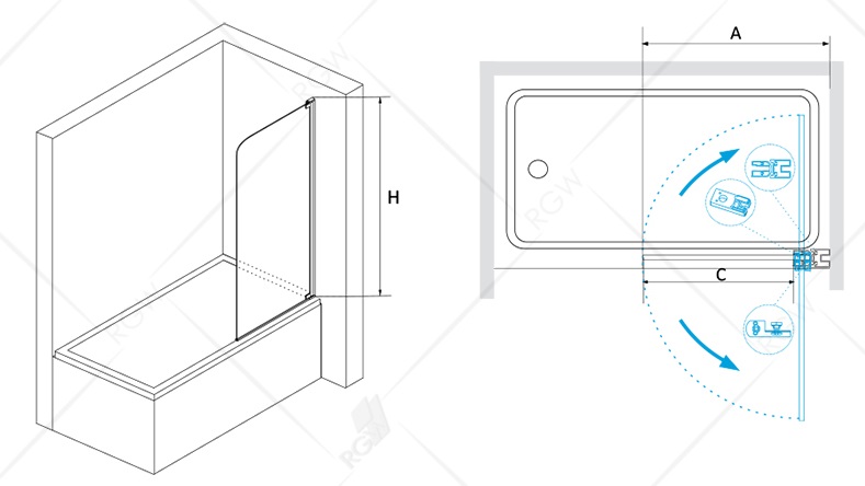 Шторка для ванны RGW Screens SC-01 80x150 прозрачное, хром