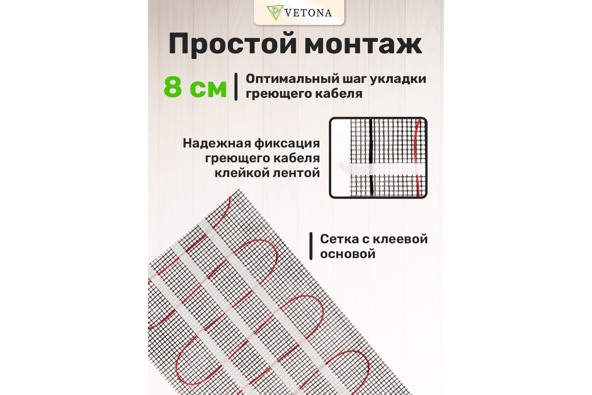 Мат нагревательный VETONA 150 Вт/1.0 м2 096414