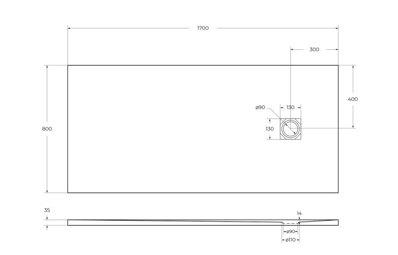 Поддон для душа BelBagno TRAY-MR-UNO-AH-170/80-35-W-CR 170x80 белый