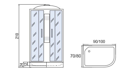 Душевая кабина Мономах 90/80/24 МЗ 90x80 хром, с рисунком, L 10000005817