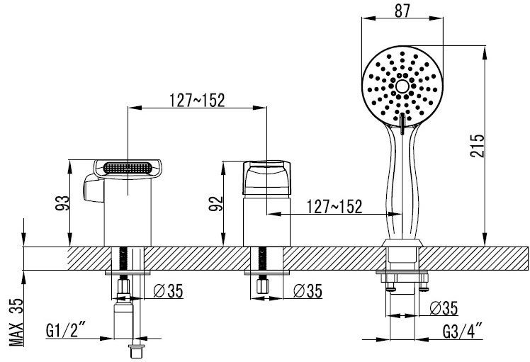 Смеситель на борт ванны Lemark Shift LM4345C