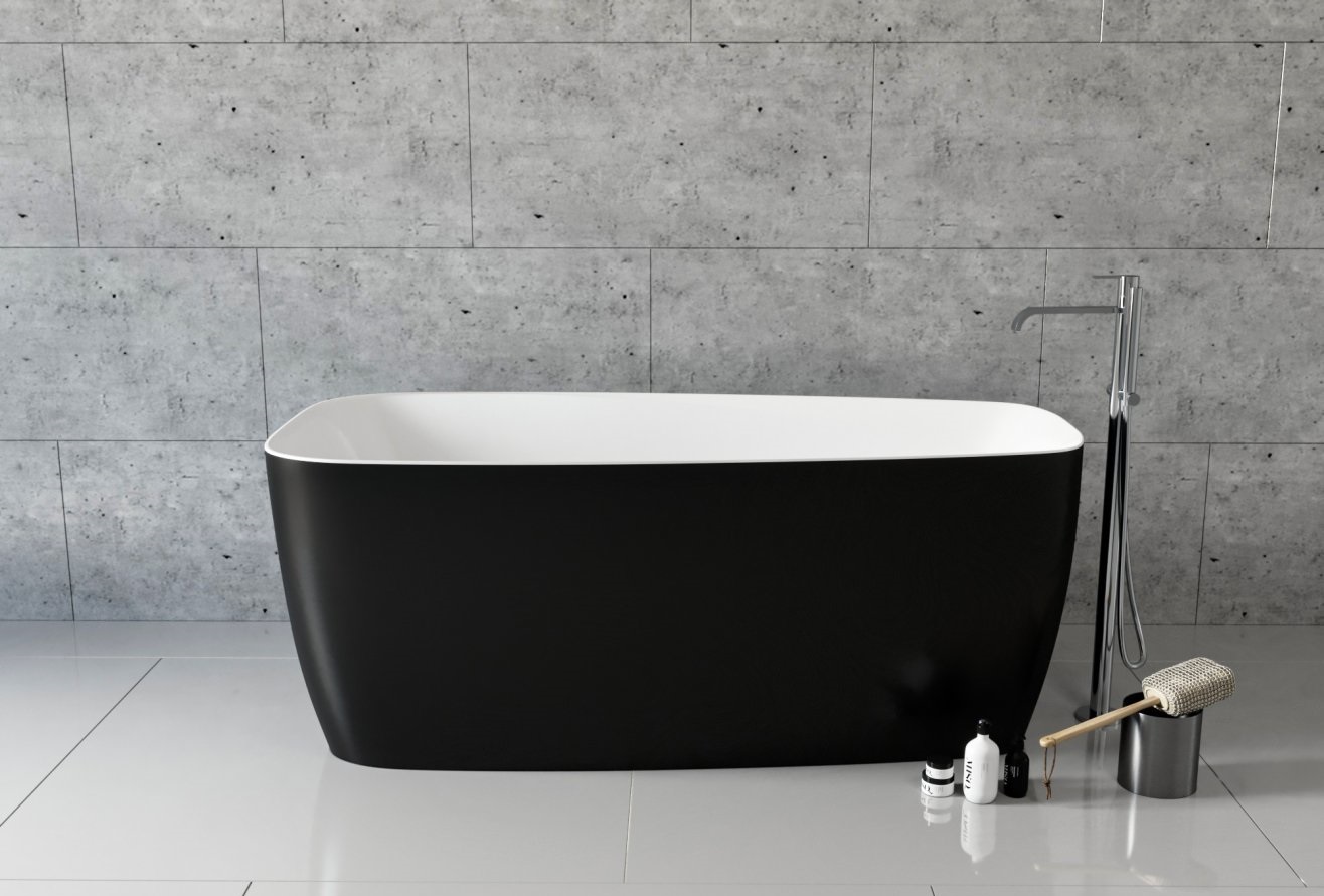 Акриловая ванна Aquanet Family Trend 170x78 см, 90778-MW-MB белый матовый/черный матовый