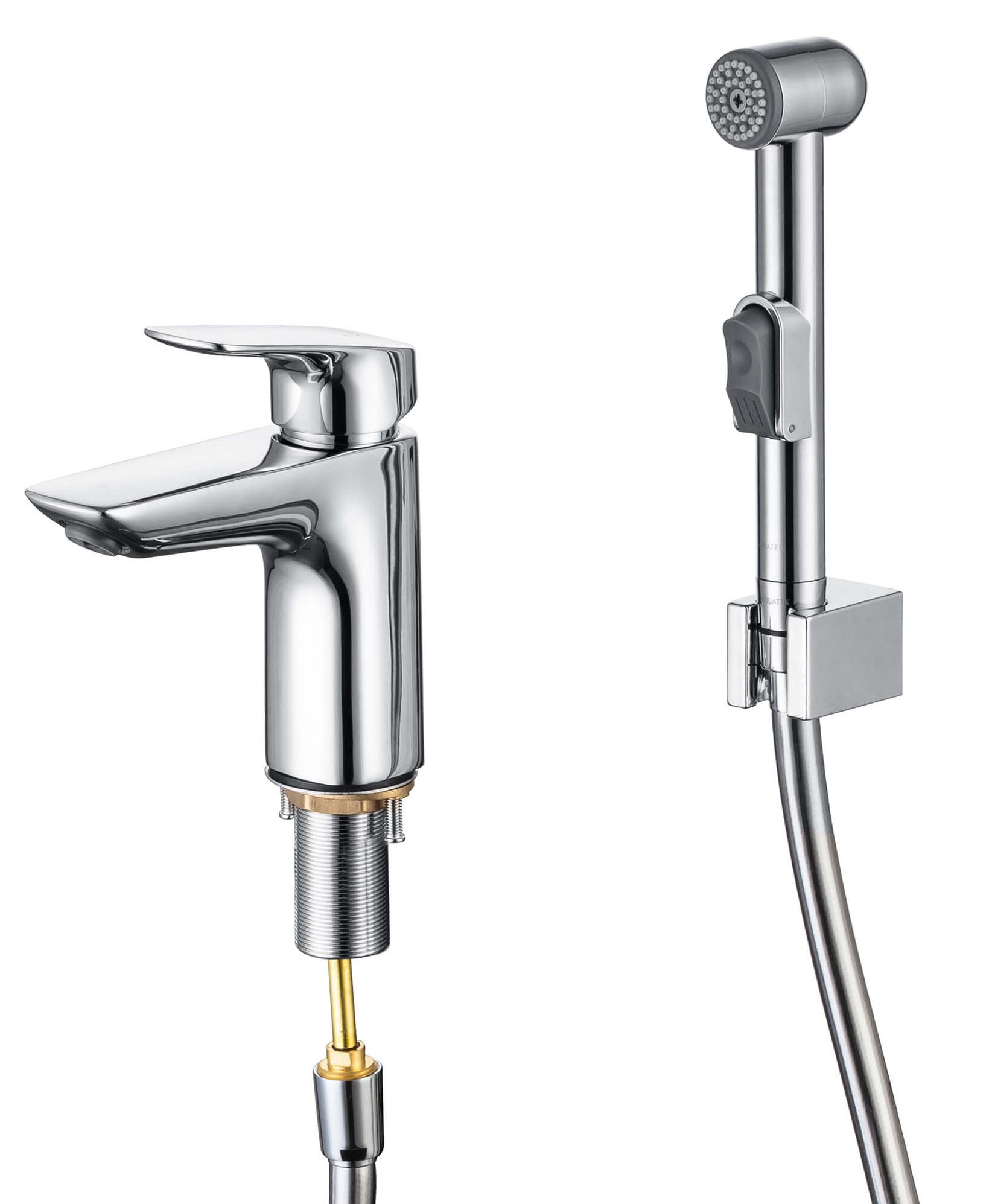 Смеситель для раковины Aquatek Вега AQ1012CR с гигиеническим душем, хром