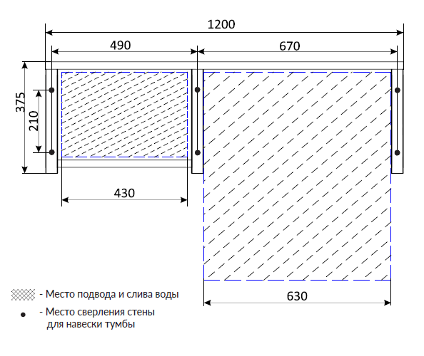 Столешница с раковиной 1MarKa Grunge Loft 120 см дуб вотан