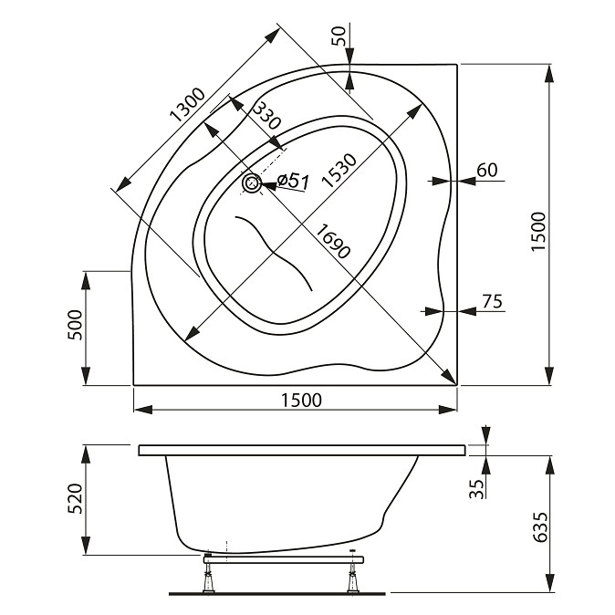 Акриловая ванна VagnerPlast Plejada 150x150 см