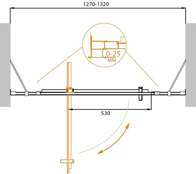 Душевая дверь Cezares MOLVENO-BA-12-80+50-C-Cr-IV 130x195 прозрачная